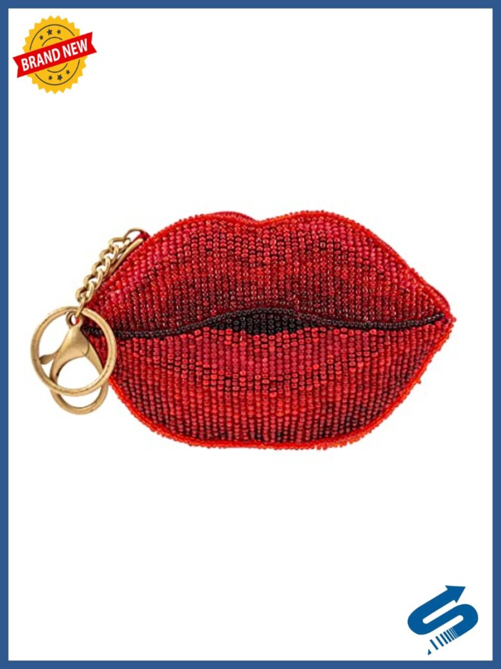 Beaded Coin Purse Keychain with Zipper Closure and Key Ring